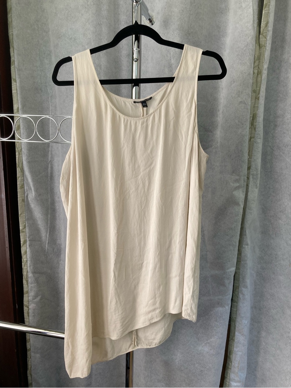 Eileen Fisher Asymmetrical Silk Ivory Scoop Neck Tank